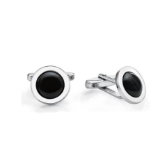 CUFFLINKS, ROUND,ONYX 14mm