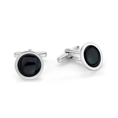CUFFLINKS, ROUND,ONYX 16mm